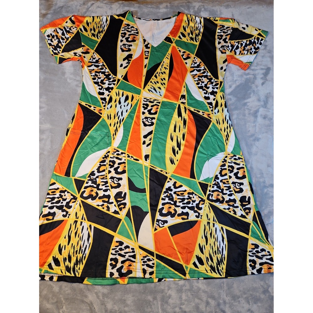 Spring Summer Women'S V-Neck Short Sleeve Mid Size 2XL